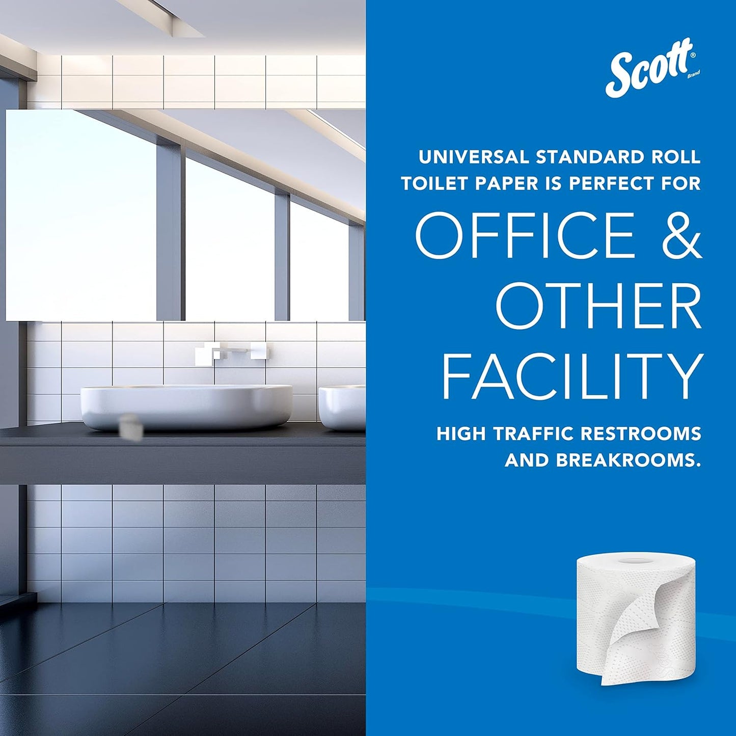 Scott Professional 100% Recycled Fiber Standard Roll Bulk Toilet Paper (13217), 2-Ply, Elevated Design, White, Individually Wrapped (80 Rolls of 473 Sheets, 37,840 Sheet Total)